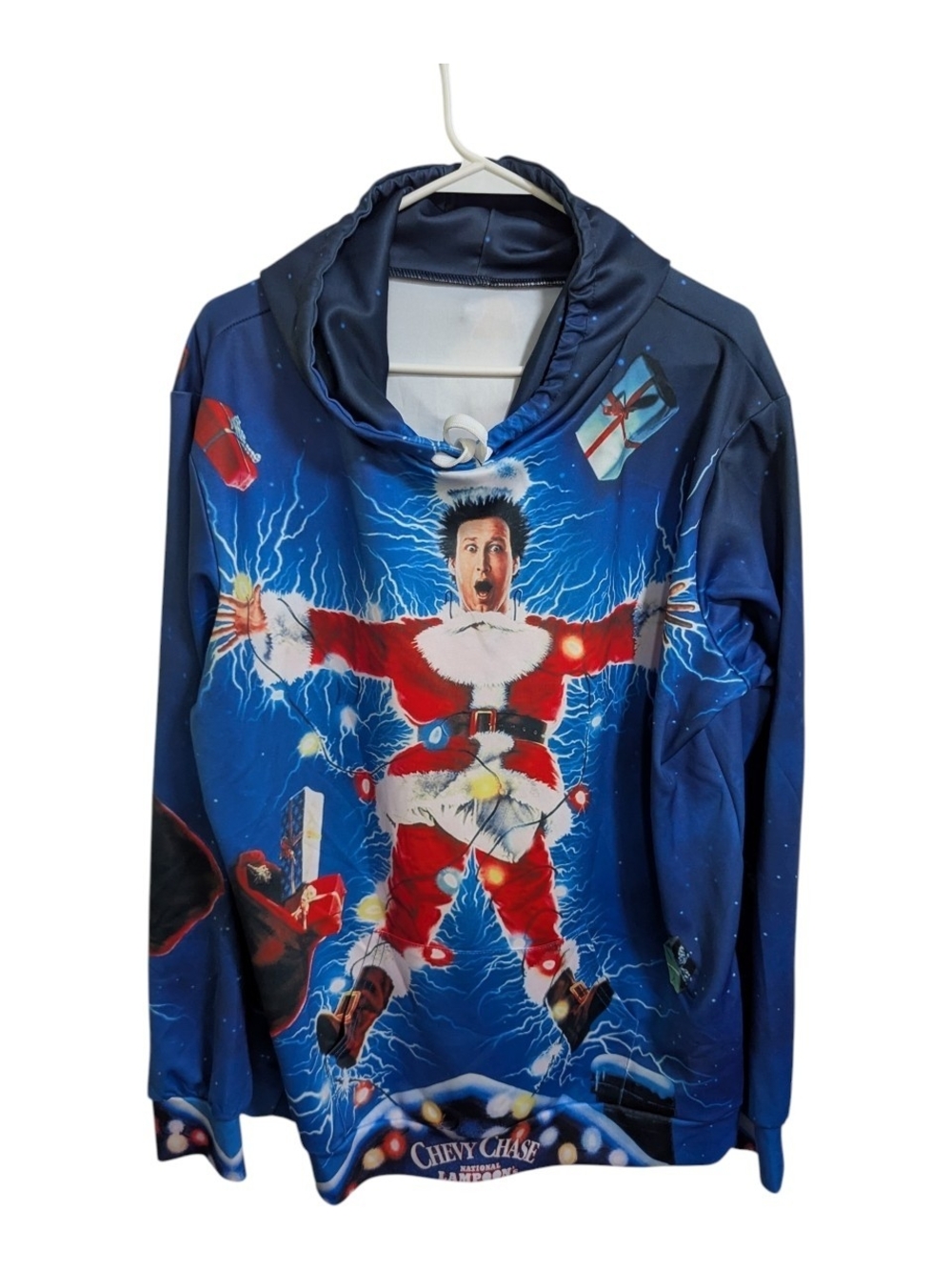 National Lampoon's Christmas Electric Clark Griswold Hoodie Sz XL  Blue  M-018